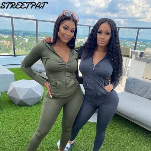 Hoodie 2 Two Piece Set Women Sweat Suit Long Sleeve Jackets + Pants Jogging Tracksuit Stretchy Outfits Sport Femme 2021