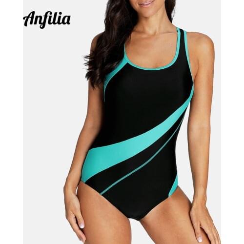 Anfilia One Piece Women Sports Swimsuit Sports Swimwear Padded Bikini Backless Beach Wear Bathing Suits Monokini