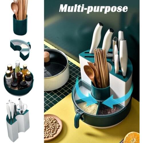 1Pc Creative Plastic Rotating Knife Holder Chopsticks Draining Rack Kitchen Seasoning Box Home Storage Shelf