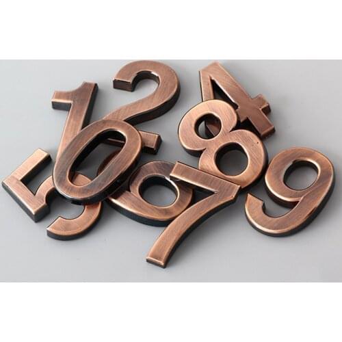 1PC Fashion Plated Home Decor Address Scutcheon Digit Hotel Door Sticker Plate Sign House Number Plaque Brown Modern Door Number