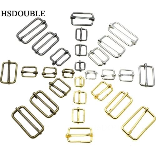 1000pcs/pack Metal Slides Tri-Glides Wire-Formed Roller Pin Buckles Strap Slider Adjuster Buckles