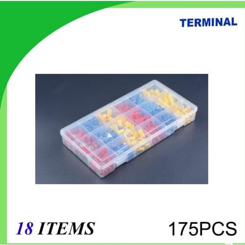 175PCS Insulated Heat Shrink Electrical Connectors assorted Crimp Terminals Ring Butt Kit Red Yellow Blue