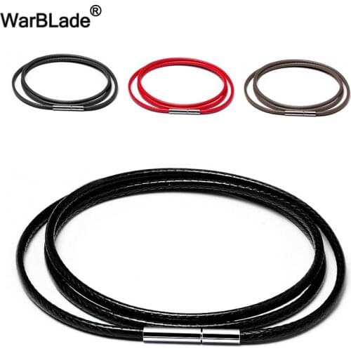 3pcs/lots 1mm-3mm Necklace Cord Black Leather Cord Wax Rope Chain With Stainless Steel Rotary Buckle For DIY Necklace Jewelry