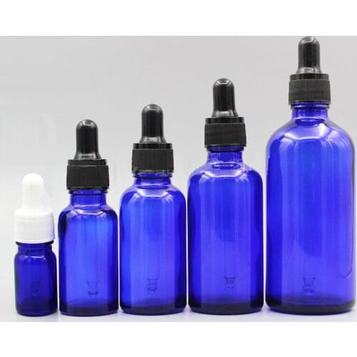 5ml 10ml 15ml 20ml 30ml 50ml 100ml 12pcs Empty Blue Glass Bottles Eye Dropper Aromatherapy Perfume 1oz Glass Dropper Vials