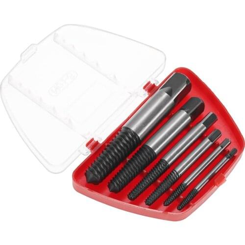 6pcs Drill Bit Screw Extractor Remover Easy Out Drill Bits hand Tools Kit for Broken Bolt + Plastic Case 3-22mm Different Size