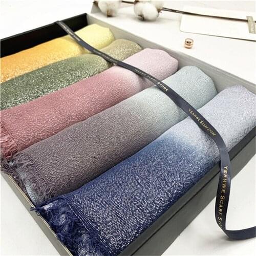 Ombra GLITTER SHINNY THREAD GOLDED COLOR HIJABS FOR WOMEM PACKING BOX 5PCS/LOT