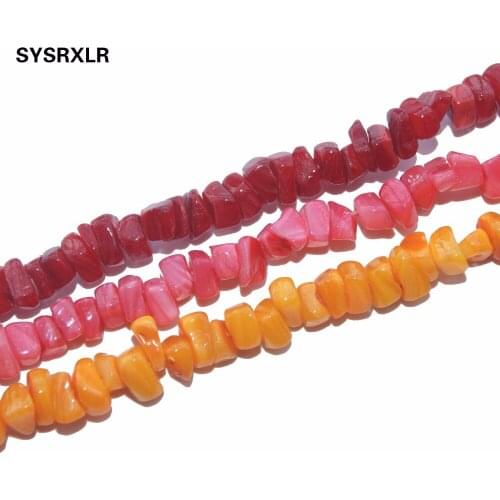 Free Shipping 3 Colors 5-8 MM Natural Gravel Shape Dye Color Shell Stone Beads For Jewelry Making DIY Bracelet Necklace Strand