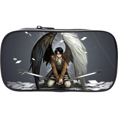 Attack on Titan Pencil Case Anime Printing Make Up Bags Student Pen Bag Cosmetic Zipper Stationery Bag