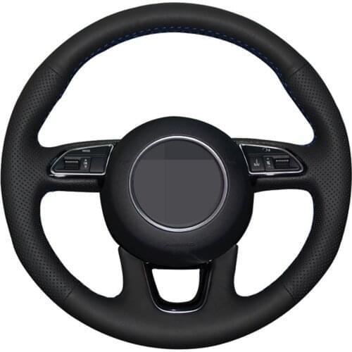 Car Steering Wheel Cover Hand-stitched Black Artificial Leather For Audi Q3 (8U) Q5 (8R) Q7 (4L) SQ5 (8R) 2013-2017