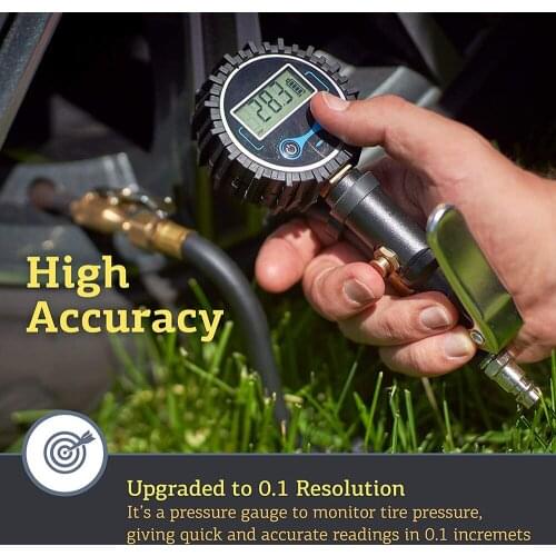 AOZBZ Digital Tire Inflator Pressure Gauge Air Compressor Pump Safe Sturdy Quick Connect Coupler For Car Truck Motorcycle