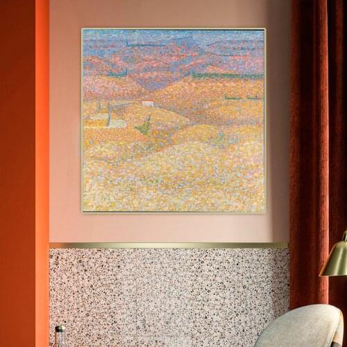 Citon Bridget Riley《Pink Landscape》Canvas Oil Painting Artwork Poster Picture Wall Hanging Decorations Home Living Room Decor