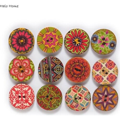 50pcs Retro series Wood Buttons Handwork Sewing Scrapbook Clothing Crafts Accessories Gift Card Making DIY 15-25mm