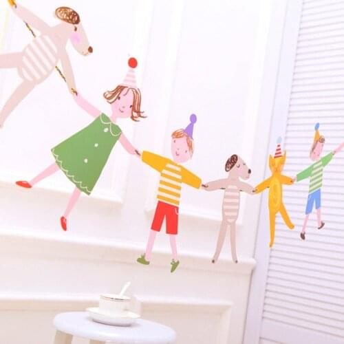 Children Hand In Hand Garland Wedding Party Background Wall Hanging Banner Happy Birthday Decor Kids Girls Kindergarten Supply