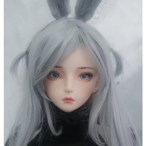 DOLLKII-S10) Quality Handmade Female Girl Resin Half Head Cosplay Japanese Role Play BJD Kigurumi Mask Crossdresser Doll Mask