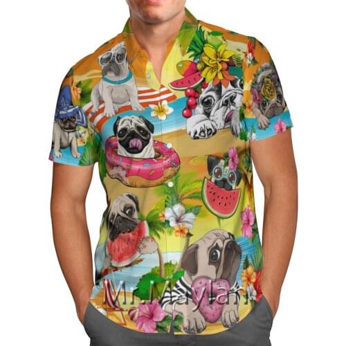 Swimming Dog 3D Printed Hawaii Shirt Beach Shirts Short-Sleeve Shirt personality Streetwear Harajuku Oversized Blusa Masculina