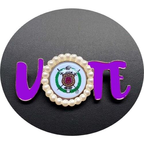 Topvesko Greek Brooch Omegaa Psi Phi Fraternity OMG VOTE Men Lapel Pin Pearl Brooch Jewelry