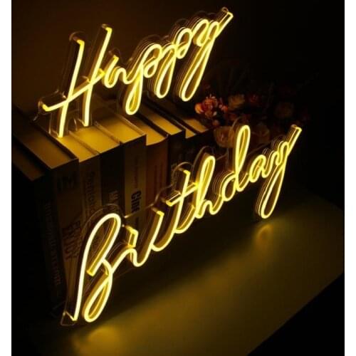 Custom Waterproof Flex Neon Happy Birthday Sign Handcrafted Neon Split type For Shop Logo Club Nightclub Game Room Wall Decor