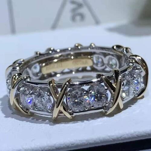 Charm 10K Gold 4mm Lab Diamond Ring Silver Plated Jewelry Engagement Wedding band Rings for Women men Party accessory Gift