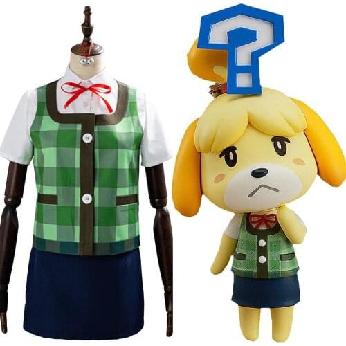 Animal Cosplay Crossing Isabelle Cosplay Costume Outfits Full Suit Uniform Halloween Carnival Costumes