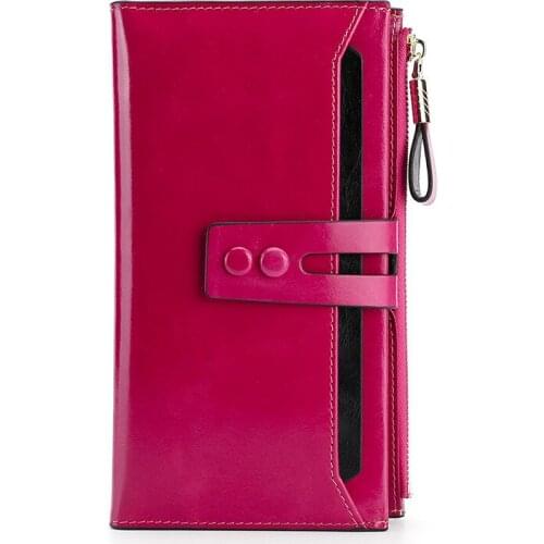 Top Layer Leather RFID Wallet High Quality Women Hasp Zipper Wallets Female Ladies Clutch Purse Long Womens Cowhide Wallets