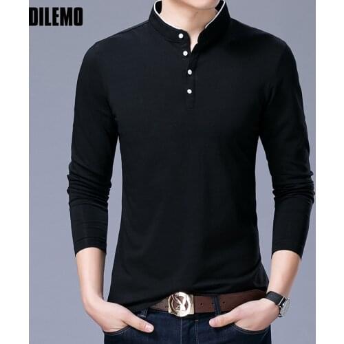 Hot Sell 2021 New Fashion Brand Clothing Polo Shirt Mens Long Sleeve Slim Fit Boys Mandarin Colla Polos Casual Mens Clothing