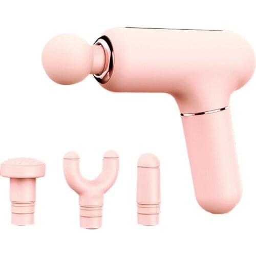 Mini Massage Gun Deep Muscle Vibration Relief Pain Relax Fitness Equipment Noise Reduction Design 4 Massage Heads Massager