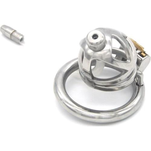 Male Chastity Device Bondage Hollow Bird Cages Detachable Round Rings with Removable Silicone Catheters Sex Toys for Men G7-241D