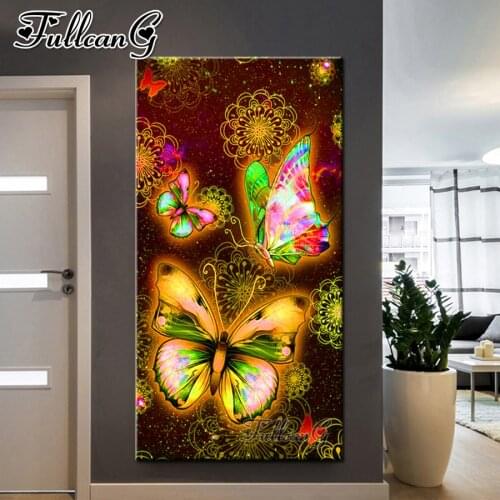 FULLCANG Color butterfly animal large diamond painting 5d diy full square round drill mosaic embroidery kits wall decor FC3697