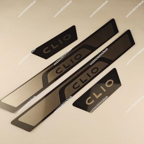 For Renault CLIO 4 Clio 5 RS Grandtour 2014-2020 Door Sill Scuff Plate Car Entry Guards Kick Threshold Pedal Sticker Accessories
