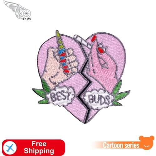BEST BUDS Cool Friends Embroidery Patches for Jackets DIY Iron on Badge New Fashion Punk Accessories T-Shirt Jeans Twill Sticker