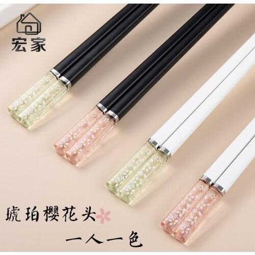 5pcs/lot Japanese Style Chopsticks Luxury Cherry Blossom Anti-skip Chopsticks Kitchen Supplies Household Tableware Chopsticks