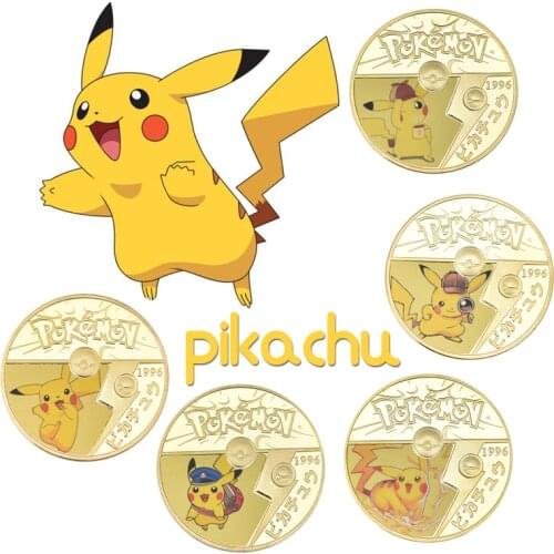 Anime Pokemon Cards Pikachu Gold Plated Gold Coin Game Collection Cards toys children