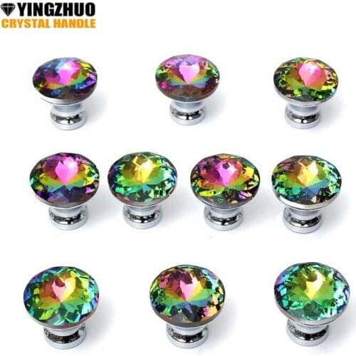 10pcs 30mm K9 Crystal Glass Handle Knob With Screw Furniture Door Kitchen Cabinet Drawer Wardrobe Diamond Shape pull Handle