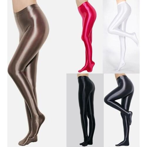 Sexy Couples Stockings Oil Shiny Lingerie Elastic Hot Ultrathin Bling Tights Clubwear For Man Female Glossy Pantyhose Clothing