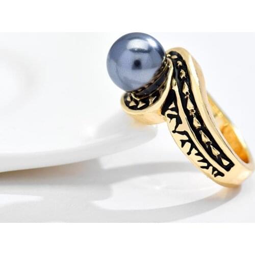 SophiaXuan Trendy Black Pearl Rings Female Size 6-12 Ring Finger Jewelry Fashion Hawaiian Polynesian Anniversary Gift for Women