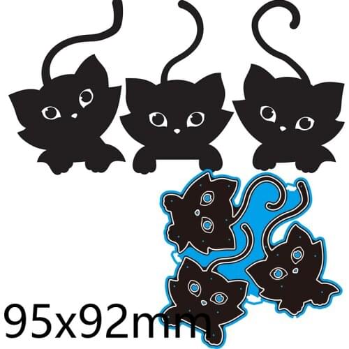 Cutting Dies Three Little Black Kitties New for Decoration Scrapbooking Stencil Paper Craft Album Template 95*92mm