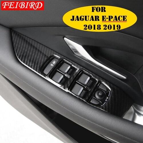 For Jaguar E-pace E pace 2018 2019 ABS Interior Inner Door Armrest Window Glass Lift Button Cover Trim Matte Carbon Fiber