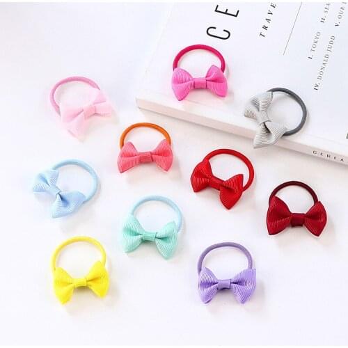 10pair/20Pcs Ribbon Hairbow Girls hair top hair clip For Girl Solid Bow Hairpin Children accessories gum for hair