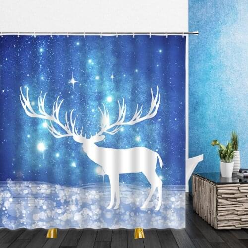 Cartoons Landscape Shower Curtains Forest Animal Elk Deer 3D Print Bathroom Home Decor Waterproof Polyester Cloth Curtain Set