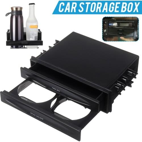 1pc Car Double DIN Radio Pocket Drink Cup Dual Hole Holder Storage CD Card Key Box Support For Auto Truck Boat Parts Moulding