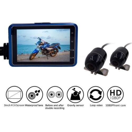 1080P HD 3 INCH Dual Camera Motorcycle DVR Dash Cam Driving Recorder G-Sensor