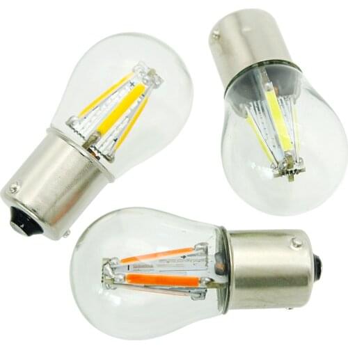 2Pcs 1156 BA15S BAU15S 1157 BAY15D LED Car Brake Light Reverse Bulb 12V COB Filament Automobile Turn Signal Lamp