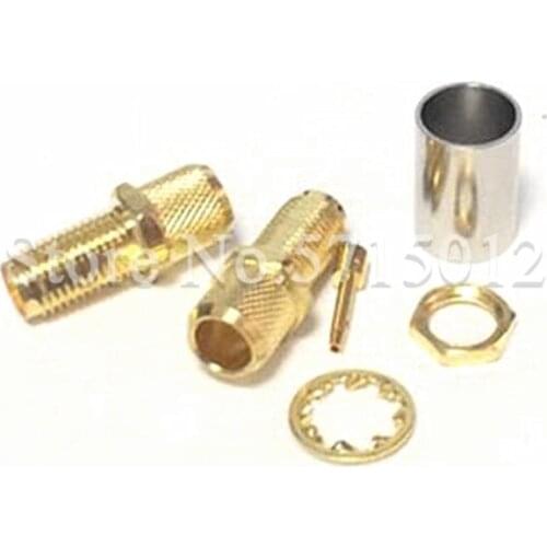 2pcs SMA Gold Plating RF Connector SMAK-5 Famale External Thread Internal Hole Needle Adaptor for Connect LMR300 50-5 Cable