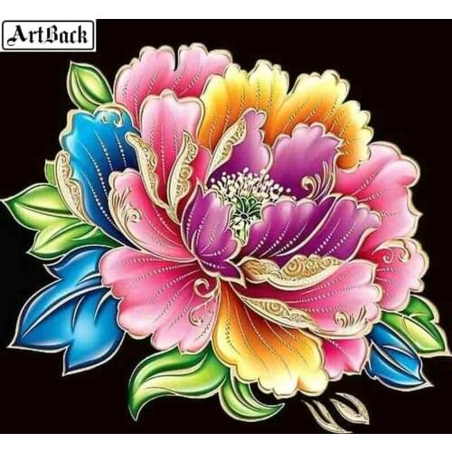 5d diy diamond painting peony flowers picture full square handmade mosaic crafts 3d round cross stitch sticker color flowers