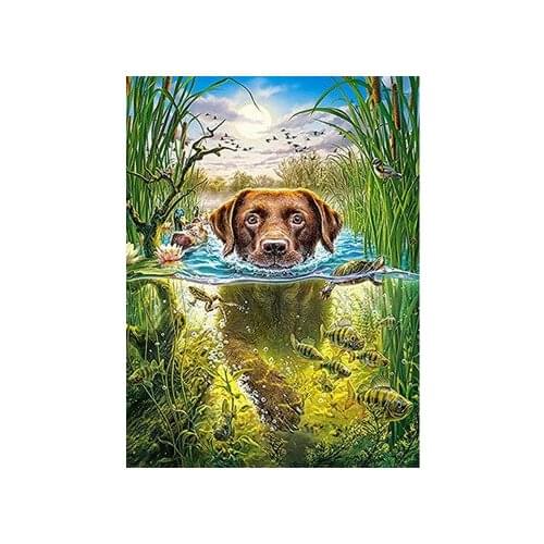 5D Full Diamond Painting Swimming Dog DIY Diamond Painting