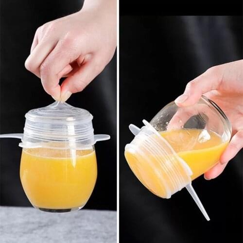 6Pcs Reusable Silicone Food Covers Universal Silicone Stretch Lids Caps for Cookware Fruit Caps Tapa De Silicona Para Alimentos