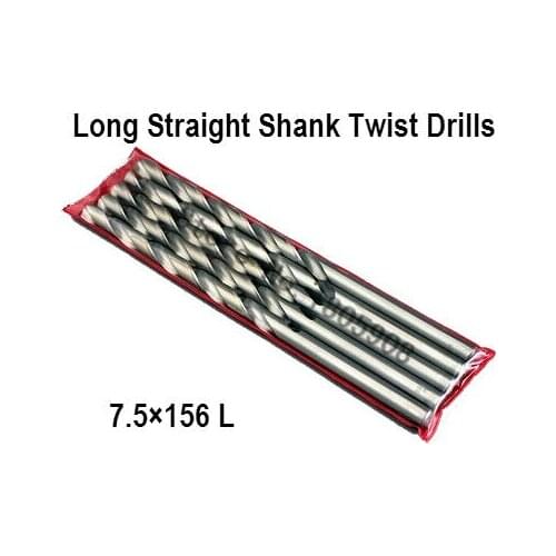 Free Shipping New Brand New 10Pcs 7.5mm Extra Long 156mm HSS Twist Drill Straigth Shank Auger Drilling Bit ,Drill bits for metal