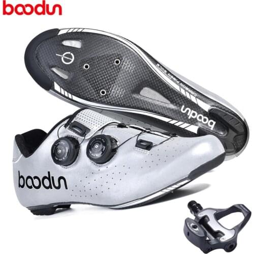 Boodun Road Cycling Shoes Carbon Fiber 2021 Ultralight Self-Locking Pro Mens Bike Triathlon Bicycle Lock Sneakers Zapatillas