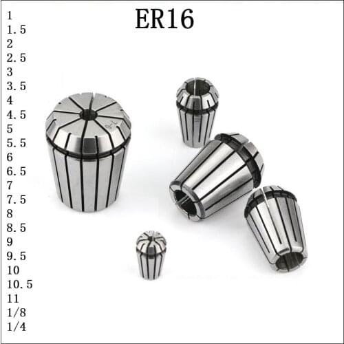 ER16 1mm---11mm,1/8mm,1/4mm ER Precision Spring Collet Chuck For CNC Milling Tool Holder Engraving Machine Spindle Motor
