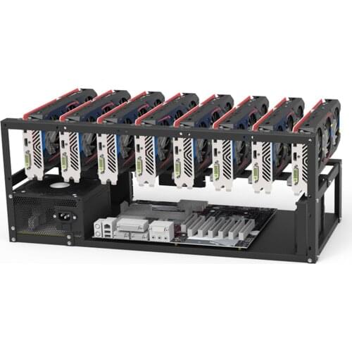 For ETH BTC Ethereum 8 GPU Open Air Mining Rig Frame Case Computer Crypto Coin Black GPU Frame Case